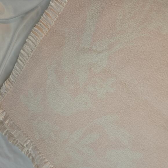 Vintage Reversible Pink Satin Edge Baby Blanket Floral Birds 42 x 28 Fleece - Picture 11 of 13